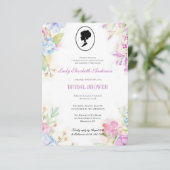 Lila Wildblumen Bridgerton Brautparty Einladung (Stehend Vorderseite)