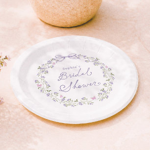 Lila Wildblumen Cottagecore Brautparty Pappteller