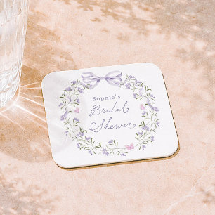 Lila Wildblumen Cottagecore Brautparty Rechteckiger Pappuntersetzer