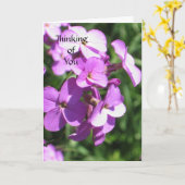 Lila Wildblumen Denken Sie an Sie Karte (Gelbe Blume)