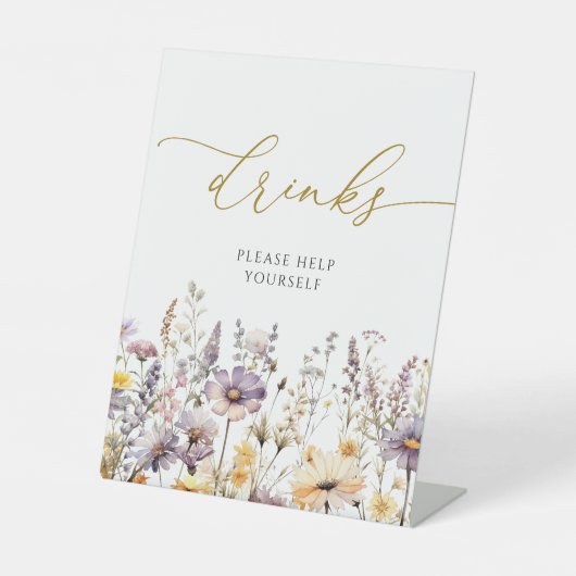 Lila Wildblumen Duschtränke Unterschrift Sockelschild (Vorderseite)