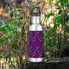 Lila Wildblumen Edelstahlflasche