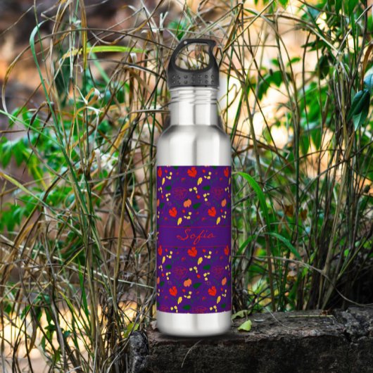 Lila Wildblumen Edelstahlflasche