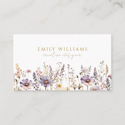 Lila Wildblumen florale Visitenkarte (Vorderseite)