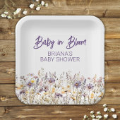 Lila Wildblumen Geschlechtsneutrale Babydusche Pappteller