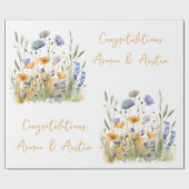 Lila Wildblumen Hochzeit/Dusche Glückwunsch Geschenkpapier (Flach)