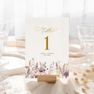 Lila Wildblumen Hochzeiten Tischnummern