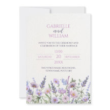 Lila Wildblumen-Hochzeitseinladung