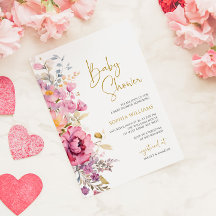 Lila Wildblumen Kinderdusche Einladung