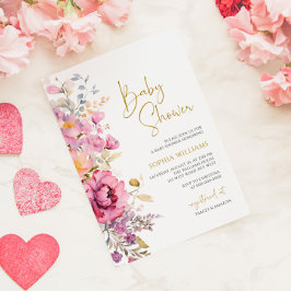 Lila Wildblumen Kinderdusche Einladung