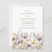 Lila Wildblumen Kinderdusche Einladung (Vorderseite)