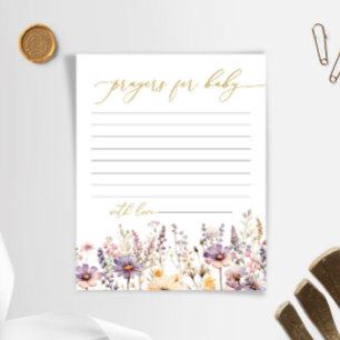 Lila Wildblumen Kinderdusche Gebetskarte