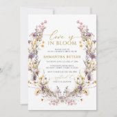 Lila Wildblumen Liebe ist in Blütendusche Einladung (Vorderseite)