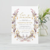 Lila Wildblumen Liebe ist in Blütendusche Einladung (Stehend Vorderseite)
