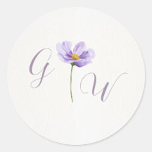 Lila Wildblumen-Monogramm-Hochzeits-Rundsticker