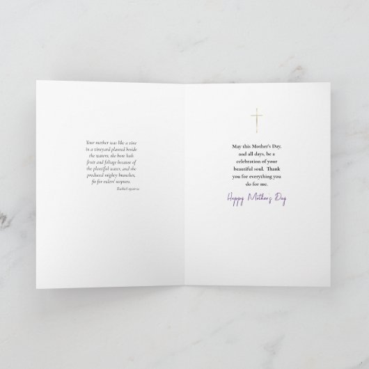 Lila Wildblumen Orthodoxe Muttertag Karte (Innenseite)