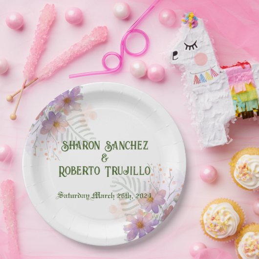 Lila Wildblumen Pappteller (Party)