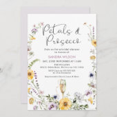 Lila Wildblumen Petals Prosecco Brautparty Einladung (Vorne/Hinten)