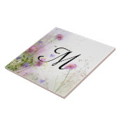 Lila Wildblumen Pool Monogramm Display Tile Fliese (Seite)