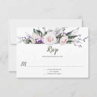 Lila Wildblumen Rose Rose | RSVP Karte