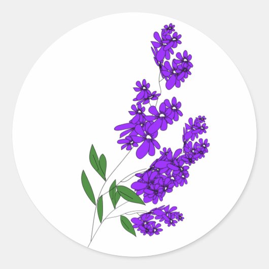 Lila-Wildblumen-Rundsticker Runder Aufkleber (Vorderseite)
