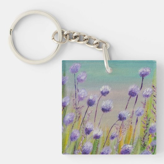Lila Wildblumen Schlüsselanhänger (Vorderseite)