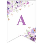 Lila Wildblumen Schmetterlinge Frohes Geburtstag Wimpelkette (Dritte Fahne)