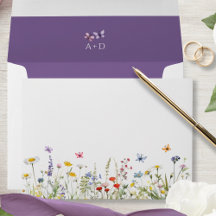 Lila Wildblumen Schmetterlinge Hochzeit