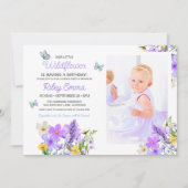 Lila Wildblumen Thema Girl's Geburtstagsparty Einladung (Vorderseite)