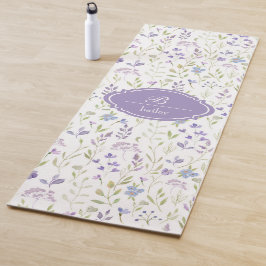 Lila Wildblumen-Wasserfarbe Namens-Yoga-Matte Yogamatte