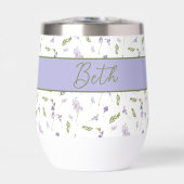 Lila Wildblumen-Wasserfarben-Blumenmonogramm (Vorderseite)