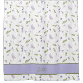 Lila Wildblumen-Wasserfarben-Blumenmonogramm Duschvorhang (Vorderseite)