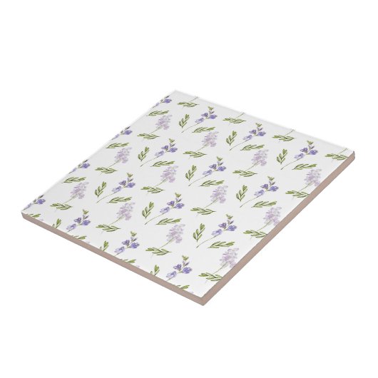 Lila Wildblumen-Wasserfarben-Blumenmuster Fliese (Seite)