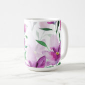 Lila Wildblumen Wasserfarben-Monogramm Kaffeetasse (VorderseiteRechts)