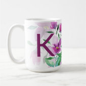 Lila Wildblumen Wasserfarben-Monogramm Kaffeetasse (Links)