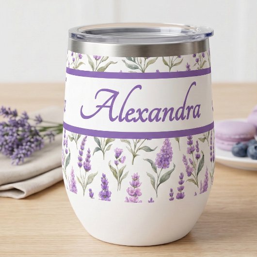 Lila Wildblumen-Wasserfarben-Monogramm-Name