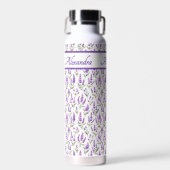 Lila Wildblumen-Wasserfarben-Monogramm-Name Trinkflasche (Vorne)