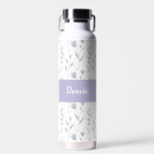 Lila Wildblumen-Wasserfarben-Monogramm-Name Trinkflasche (Vorne)