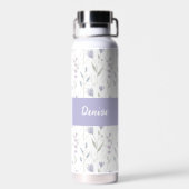 Lila Wildblumen-Wasserfarben-Monogramm-Name Trinkflasche (Rückseite)