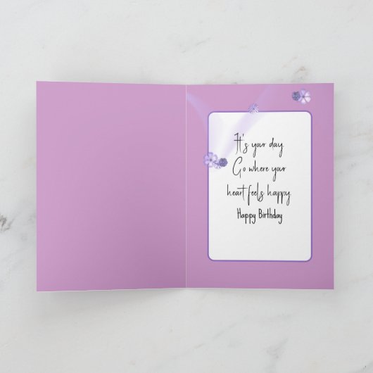 Lila Wildblumen zum Geburtstag Karte (Innenseite)