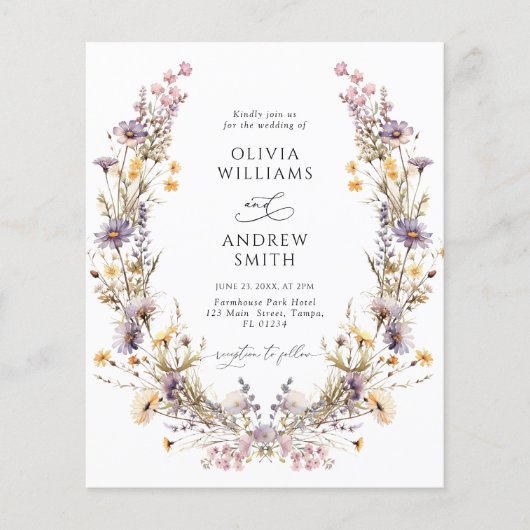 Lila Wildblumen zur Hochzeitsfeier (Vorderseite)