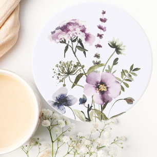 Lila Wildblumenstrauß Aquarell Blumen Getränkeuntersetzer