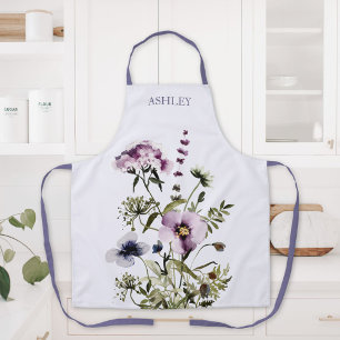 Lila Wildblumenstrauß Aquarell Floral Schürze