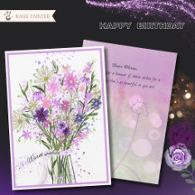 Lila Wildblumenstrauß Geburtstags-Grüße 