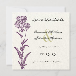Lila Wildblumenzweig Hochzeit – Datum vormerken Save The Date
