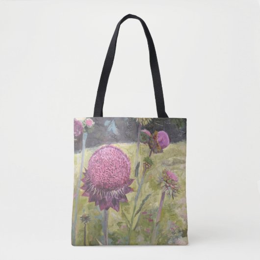 Lila Wilde Blume Tote Tasche (Vorderseite)