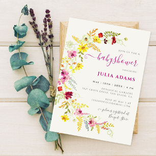 Lila Wilde Orchideen-Blumen-Kranz Babyparty Einladung