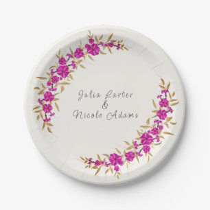 Lila Wilde Trompetenrebe Blumen Garten Hochzeit Pappteller