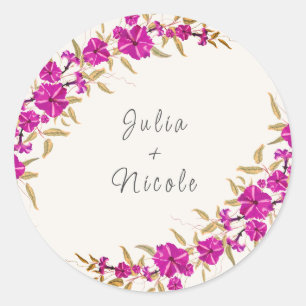 Lila Wilde Trompetenrebe Blumen Garten Hochzeit Runder Aufkleber