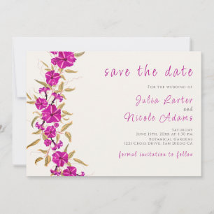 Lila wilde Trompetenreben-Blumen-Garten-Hochzeit Save The Date